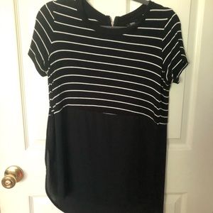 White and black striped top